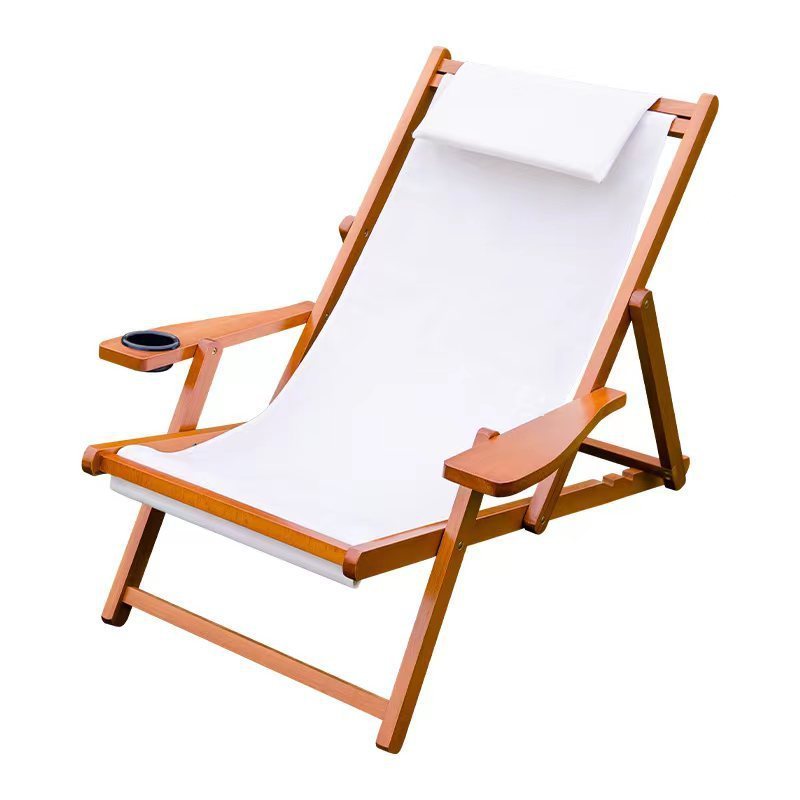 Wholesale Outdoor Wooden Patio Lounge Chair Beach Sling Chair Set Height Portable Reclining Beach Chairs