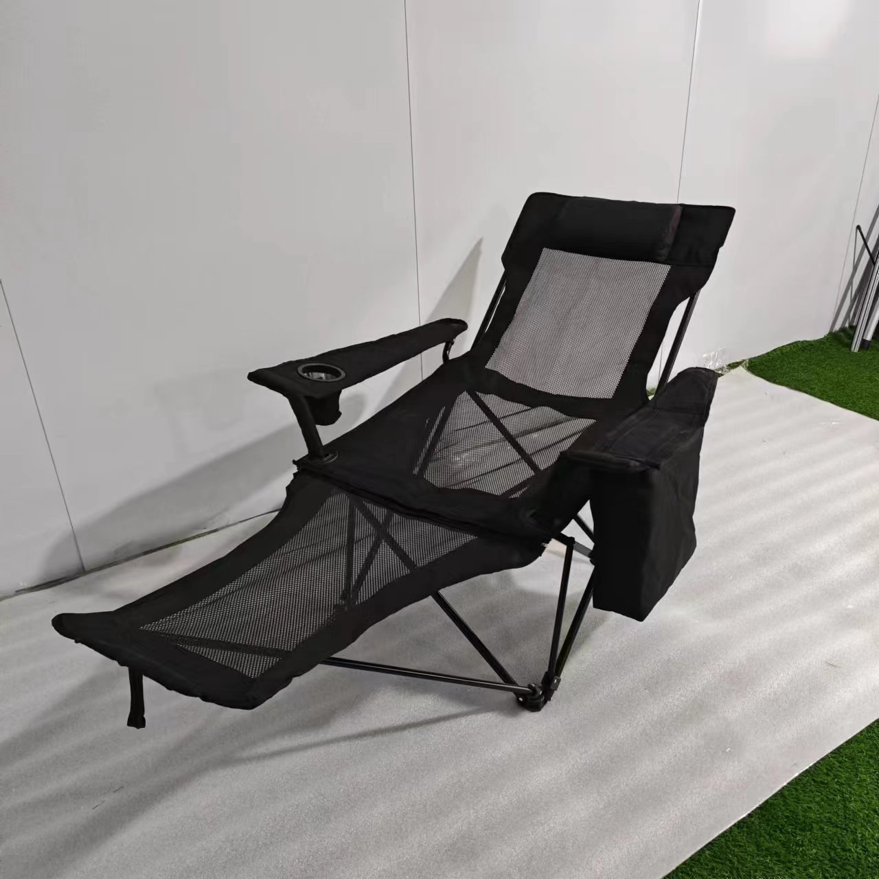 Outdoor Folding Chaise Portable with Pack Camping Chair Adjustable Lightweight Detachable Sitting and Lying Dual-Use Beach Chair