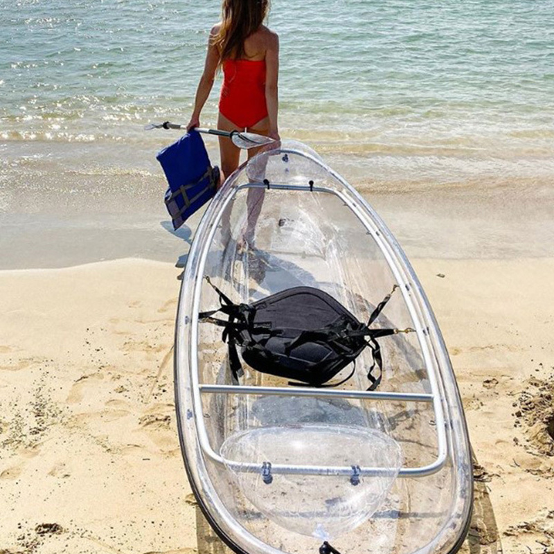 Transparent Catamaran Glass Bottom Boat Paddle Carbon Barco De Cristal Wrapped Side Airbag Fiber Crystal Boat Kayak