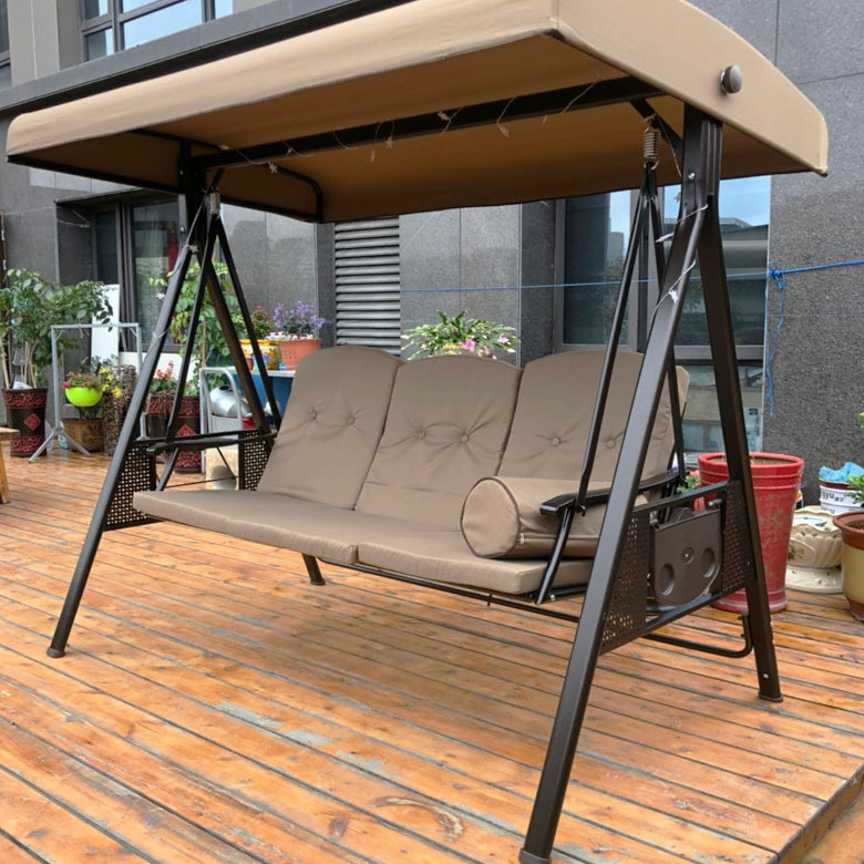 Garden 3 Seater Rattan Swing Chairs Factory Price Outdoor Swing Beach Metal Patio Hanging Seat Relaxing Swing Chairs With Canopy