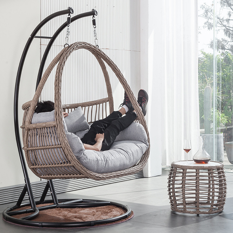 High Quality Patio Swings Outdoor Hanging Basket Leisure Balcony Hammock Garden Furniture PE Rattan Egg Swing Seat Chairs