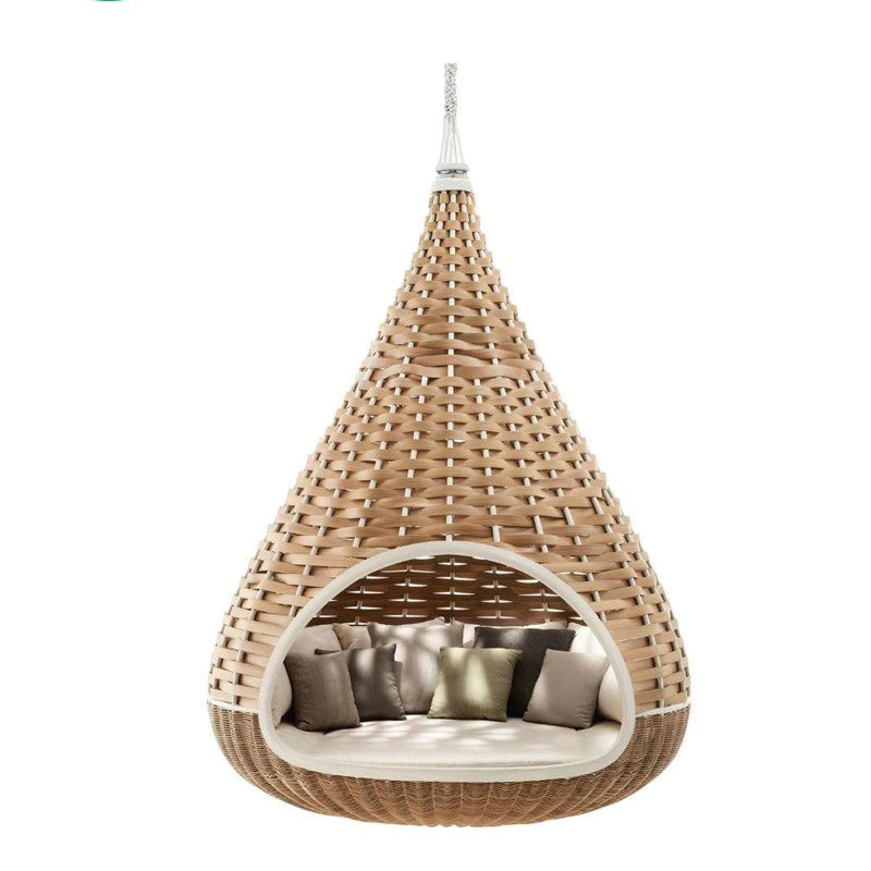 Wholesale Hanging Rattan Hammock Bed Swing Outdoor Garden Patio Pool Aluminum Wicker Rattan Single Hang Egg Swing Seat Chairs