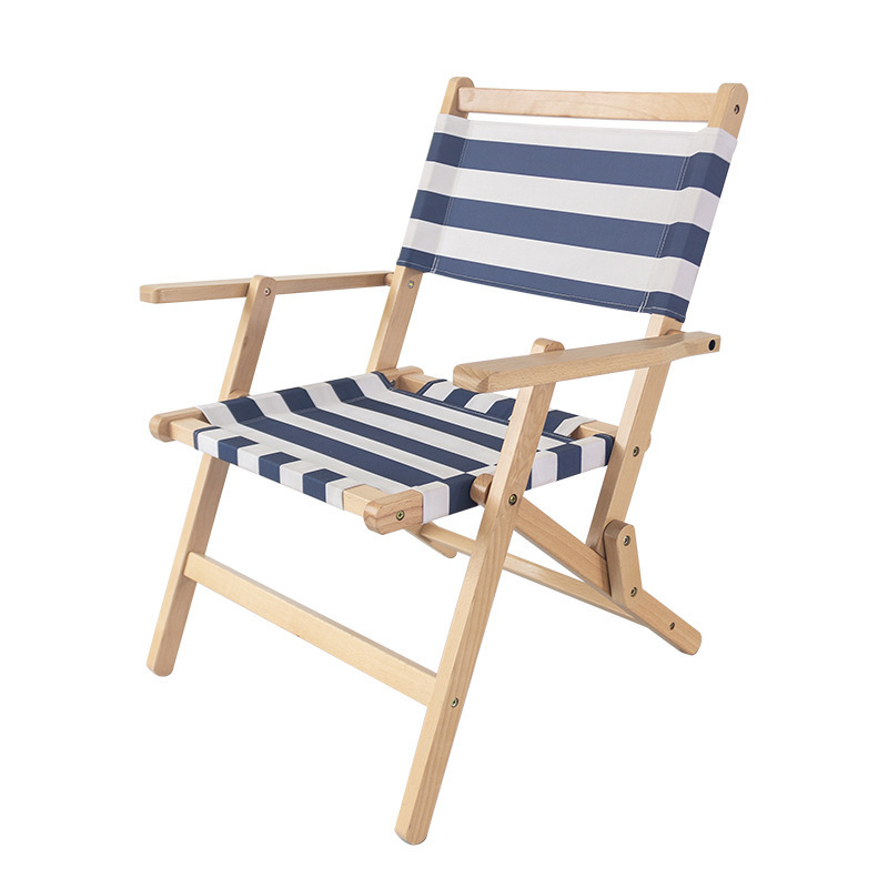 Portable Modern Camping Chair Outdoor Patio Canvas Wood Folding Camping Garden Chairs For Beach Relax