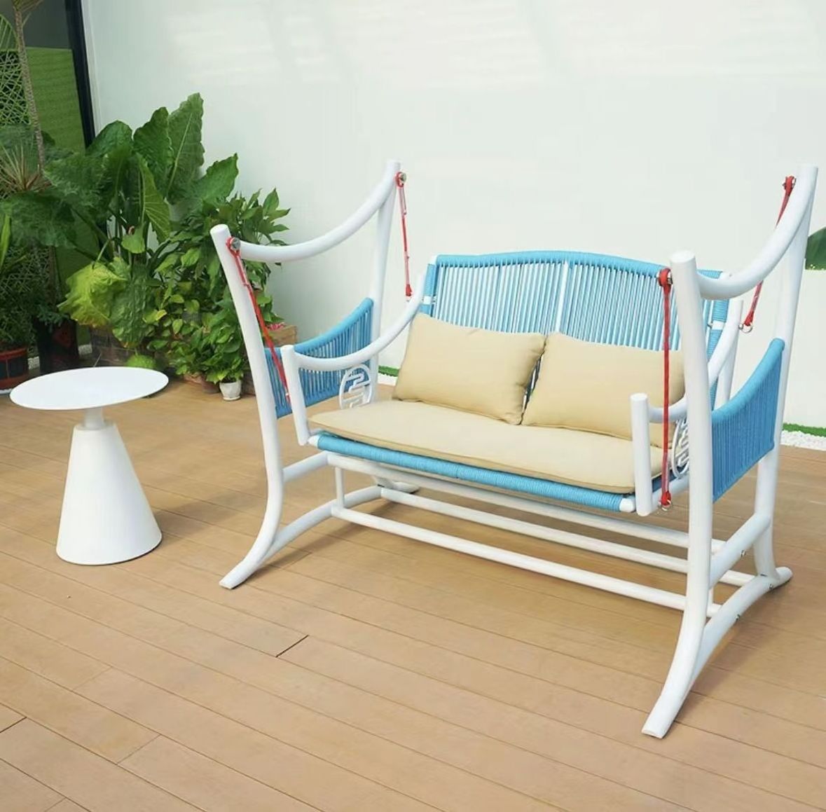 Wholesale Hanging Lounge Chair Cushioned Outdoor Furniture Garden Patio Bench 3 Seater Steel Swing Chair