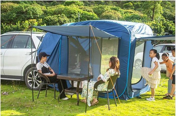 Outdoor Portable Pop Up SUV Camper Car Tailgate Canopy Camper Trailers Tent Insulated Inflatable Portable Camping Car Rear Tent