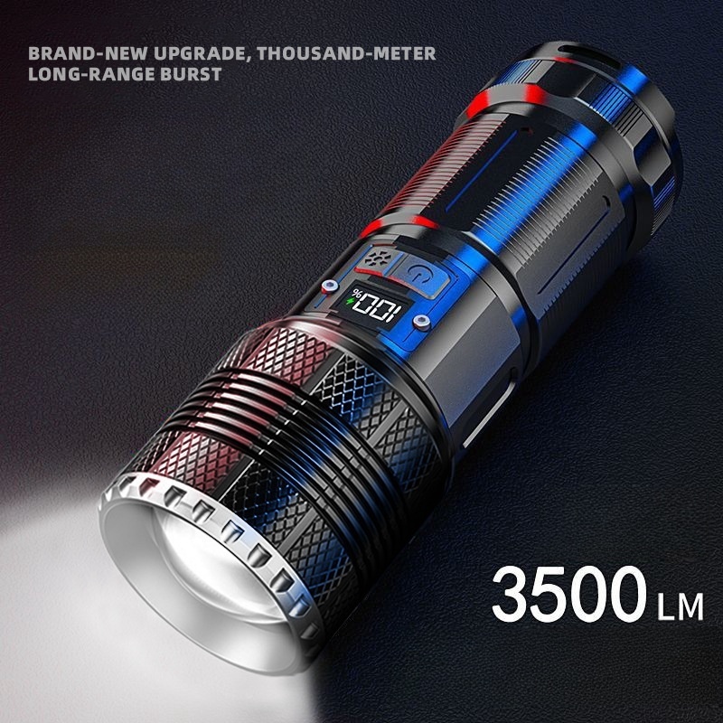 High Lumen Waterproof Flashlight Long Range USB Rechargeable Strong Flashlight Telescopic Zoom Outdoor Camping Torch Flashlights