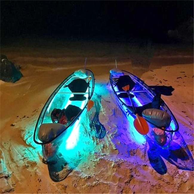 Hot Sale Professional Crystal Bottom Kayaks 2 Person Polycarbonate Clear Bottom Travel Transparent Kayak With Paddles for Sale