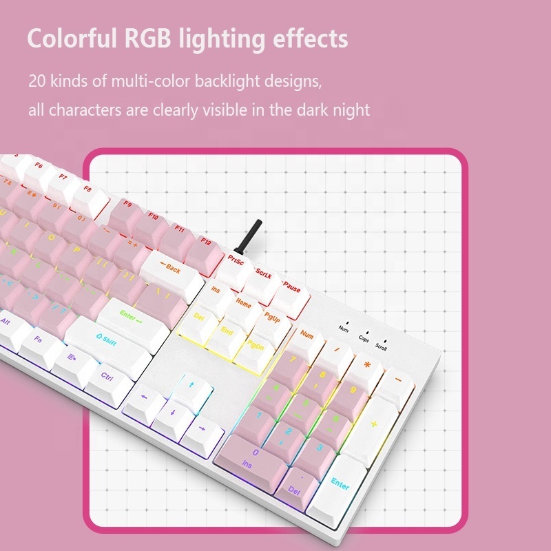 Hot Sales wired Mechanical Keyboard RGB Light Up Backlit LED PC Computer Game Gaming Keyboard