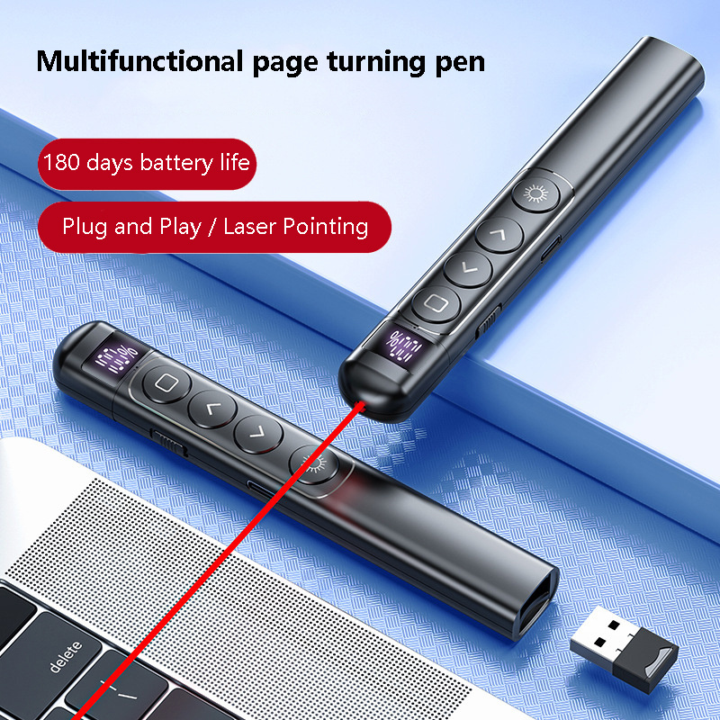 Rechargeable 2.4G Wireless Presenter With Laser Pointer Red Pointer 2-In-1 Remote Control Usb Type C Presentation Clicker Applic