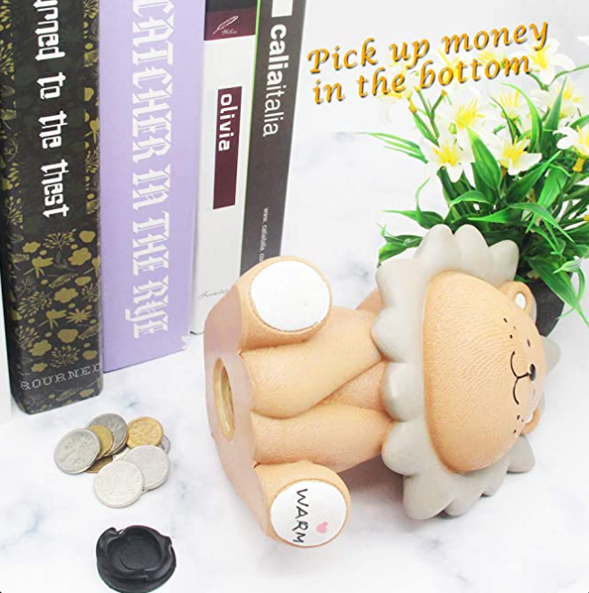 Resin Kids Cute Lion Piggy Bank Home Decor