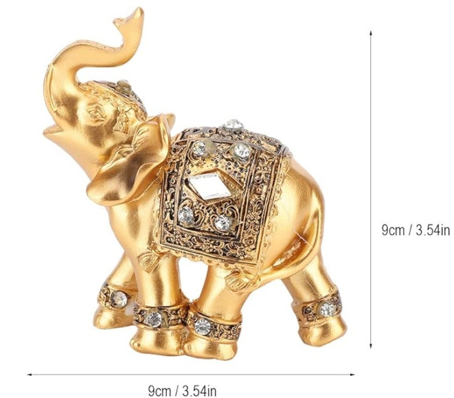 Resin gold elephant decorated statue. Good luck decorated with elephant statues