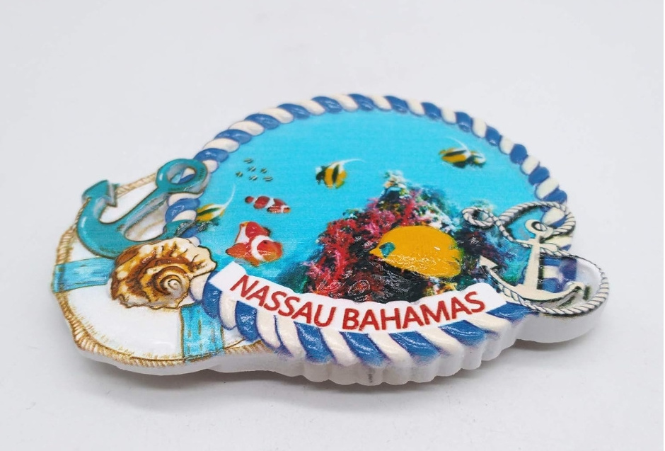 Resin 3D refrigerator magnet North Nassau Bahamas tourist souvenir