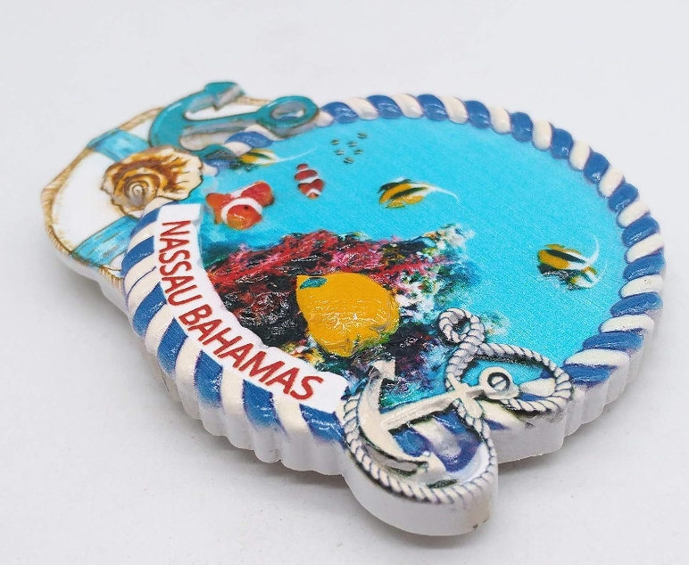 Resin 3D refrigerator magnet North Nassau Bahamas tourist souvenir