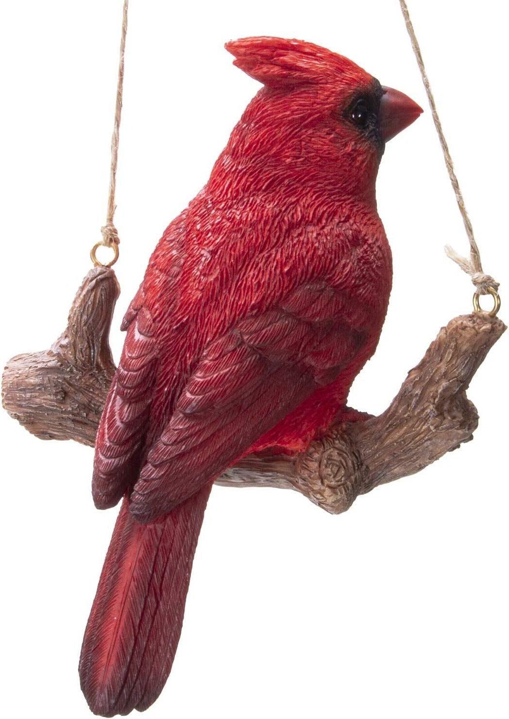 Hanging Red Cardinal Bird Resin Figurine Sculpture