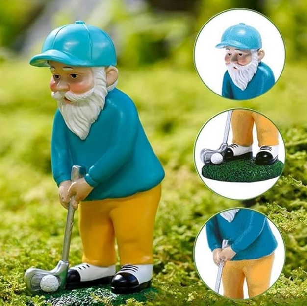 Resin Golf Gnome Garden statue Outdoor lawn patio decoration