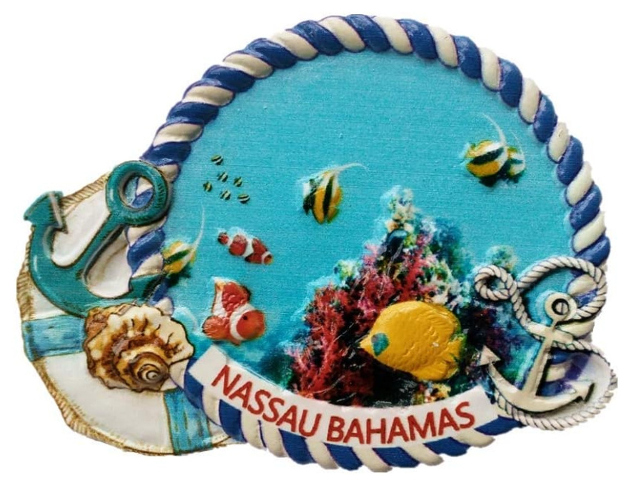 Resin 3D refrigerator magnet North Nassau Bahamas tourist souvenir