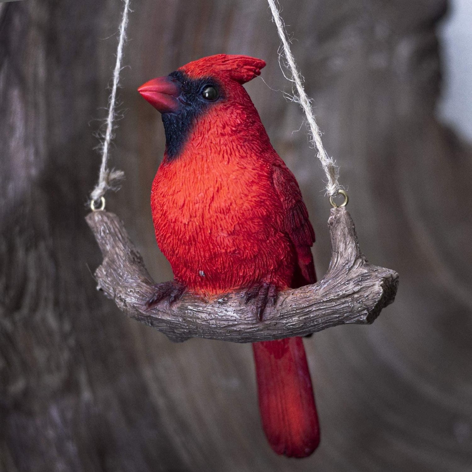 Hanging Red Cardinal Bird Resin Figurine Sculpture