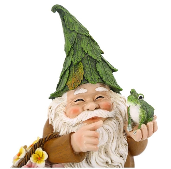 Resin garden Gnome with flower basket and frog statue garden sculpture patio decoration