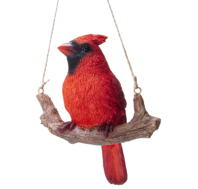 Hanging Red Cardinal Bird Resin Figurine Sculpture