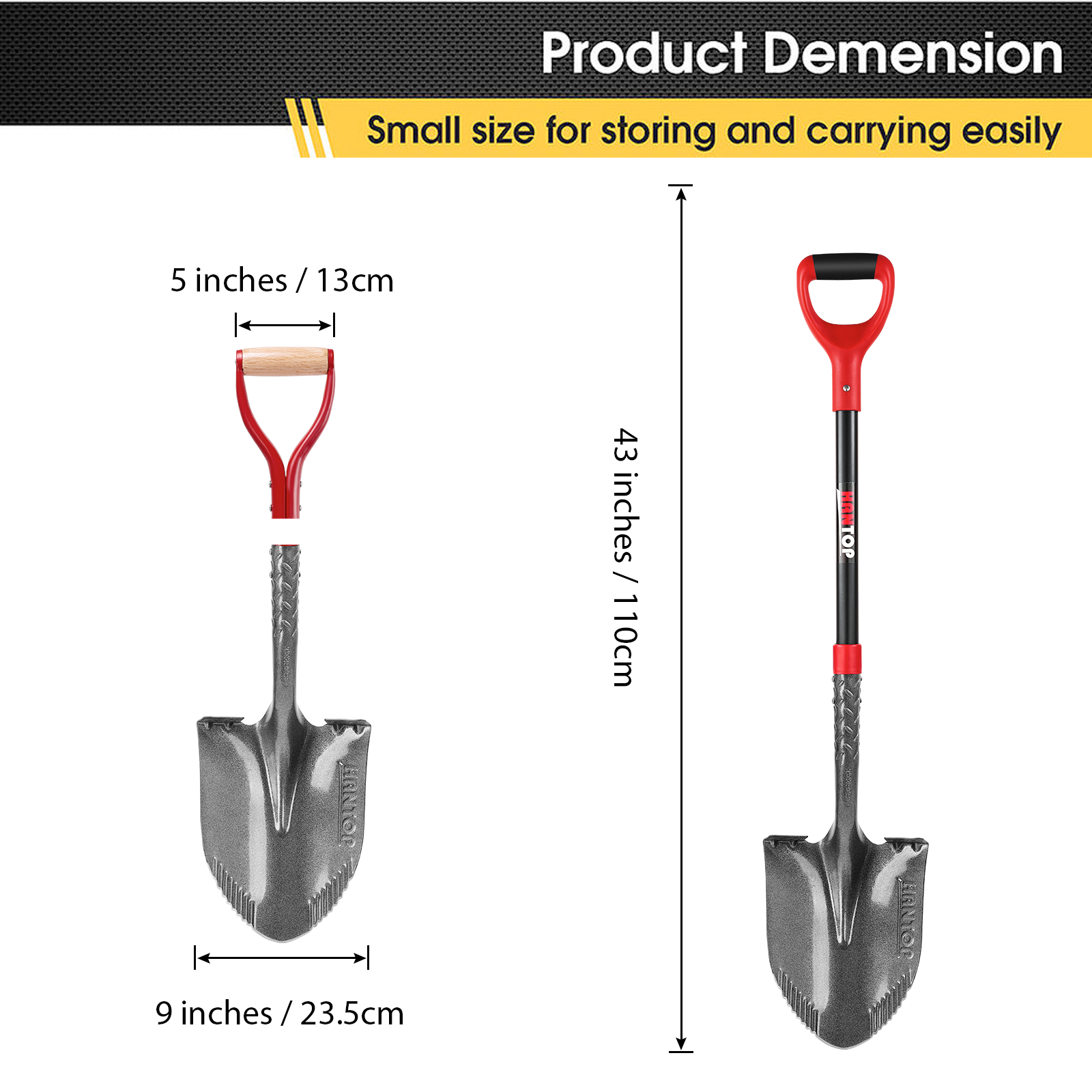 Hantop high quality construction shovel  landscape garden shovel spade with fiberglass handle