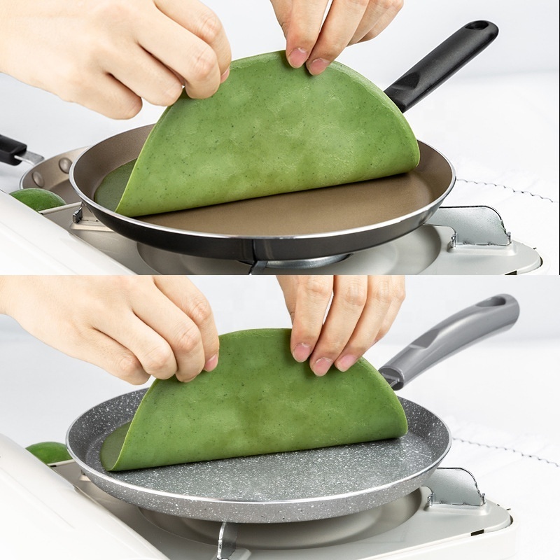 Aluminum Non-stick Coating Crepe pan for Pizza dosa tawa pan 20 24 26 28cm with silicone handle and induction