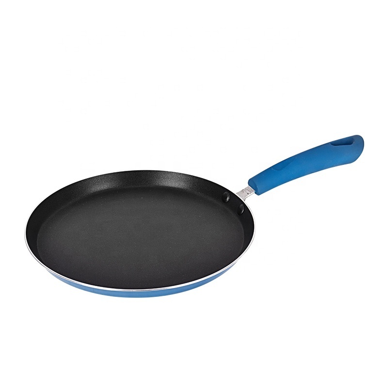 Aluminum Non-stick Coating Crepe pan for Pizza dosa tawa pan 20 24 26 28cm with silicone handle and induction