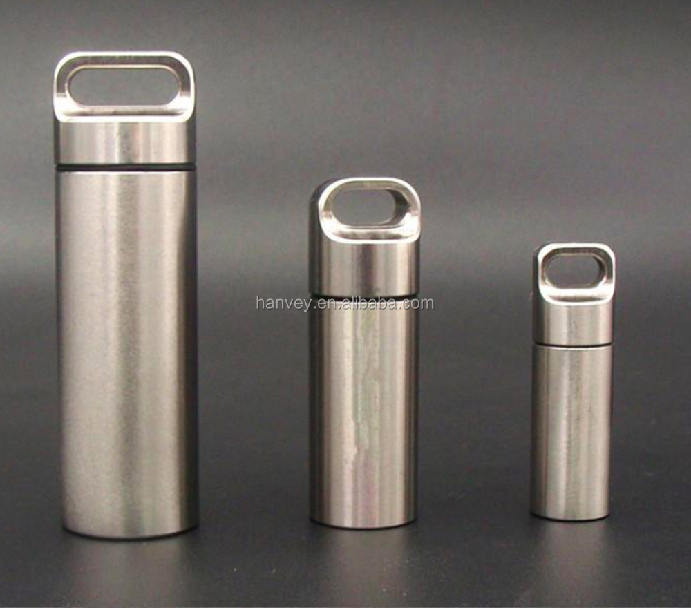 Factory price wholesale cheap promotion Waterproof Custom Stainless Steel Keychain pillbox container Pill storage Holder Box