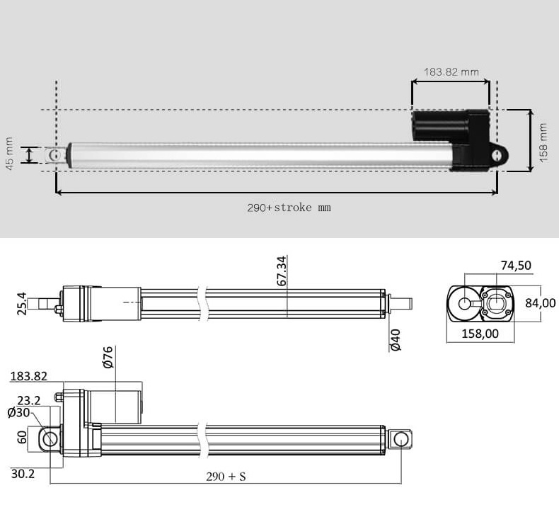 Feedback 15000N Linear Actuators For Solar Tracker