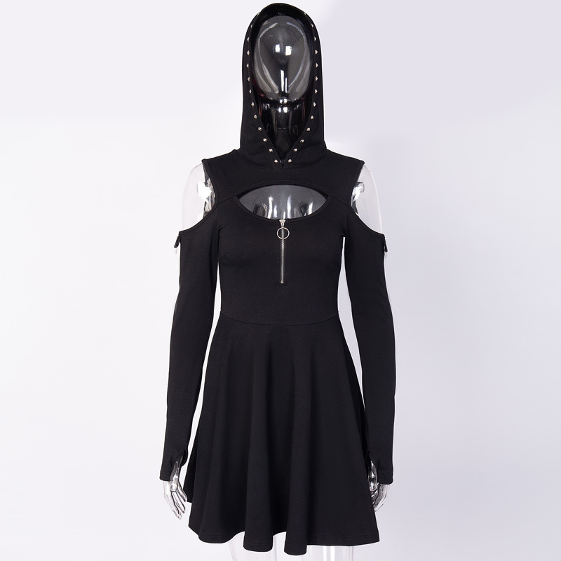 Wholesale Clothing Dress Spring Gothic Clothing Hoodie Dress For Women