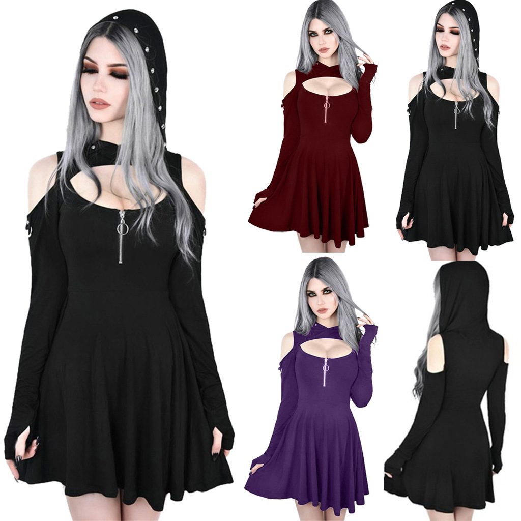 Wholesale Clothing Dress Spring Gothic Clothing Hoodie Dress For Women