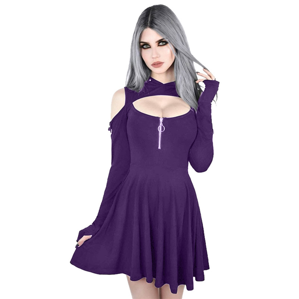 Wholesale Clothing Dress Spring Gothic Clothing Hoodie Dress For Women