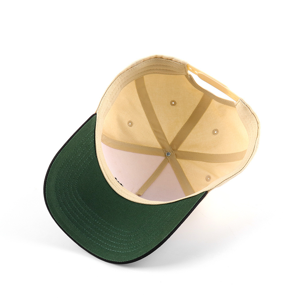 Hot Selling Popular Design 3 Tone Color 5 Panel Baseball Cap Custom logo Beige White Green Golf hat Unisex Kid And Adult Cap