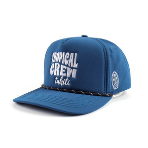 OEM Custom High Quality 5 Panel Foam Front Polyester Baseball Cap,Embroidery Logo waterproof rope baseball hat gorras