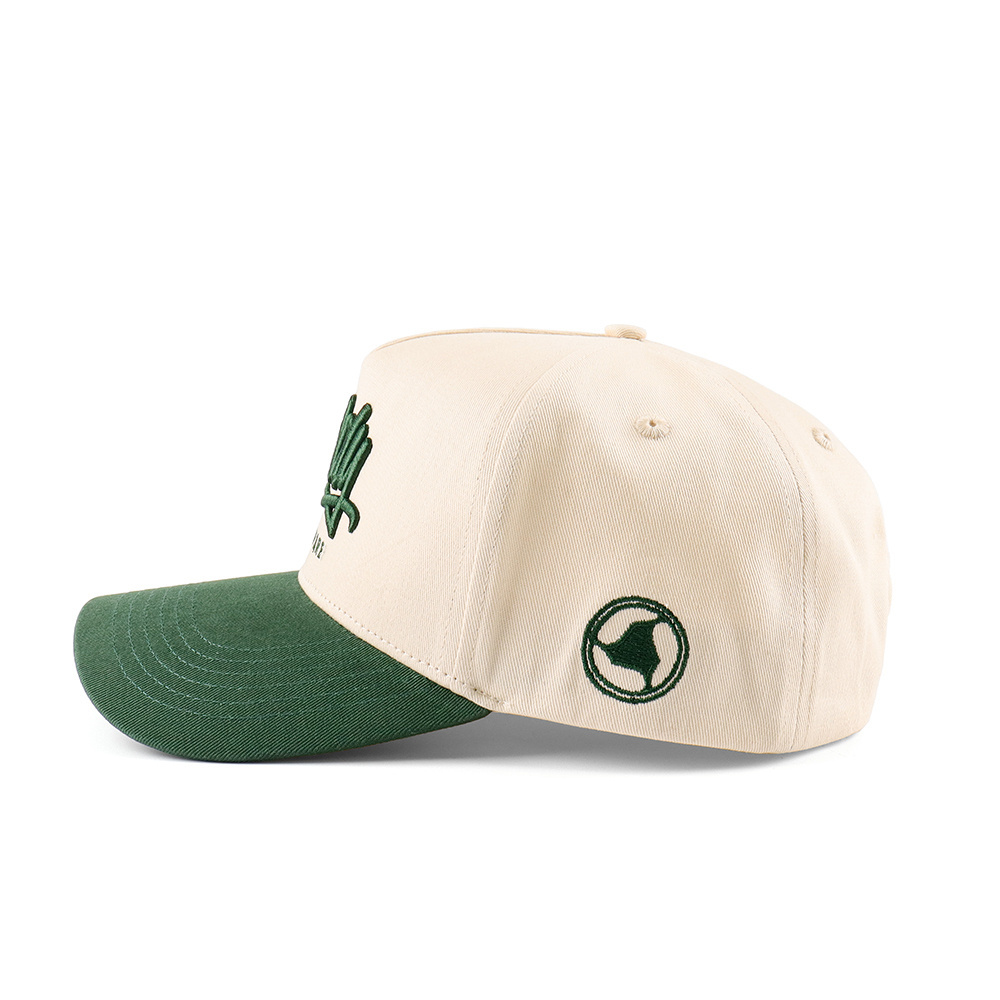 Hot Selling Popular Design 3 Tone Color 5 Panel Baseball Cap Custom logo Beige White Green Golf hat Unisex Kid And Adult Cap