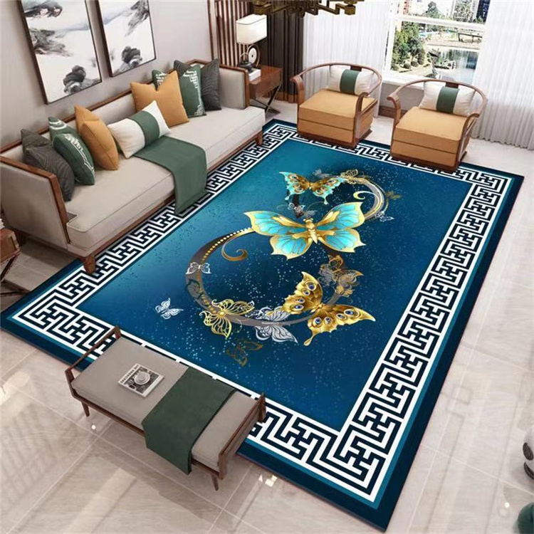 Tapis Salon Modern New Customized Design Plush Crystal Velvet Tapis Carpet Chinese Non Slip Digital Printing Living Room Carpet