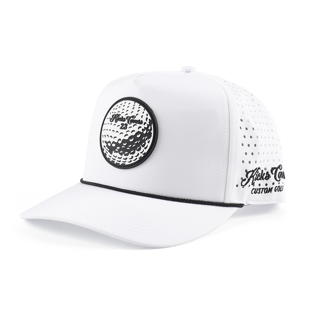 OEM custom pvc logo lightweight sports running cycling laser cut hole rope perforated mens golf hat baseball caps hats wholesale