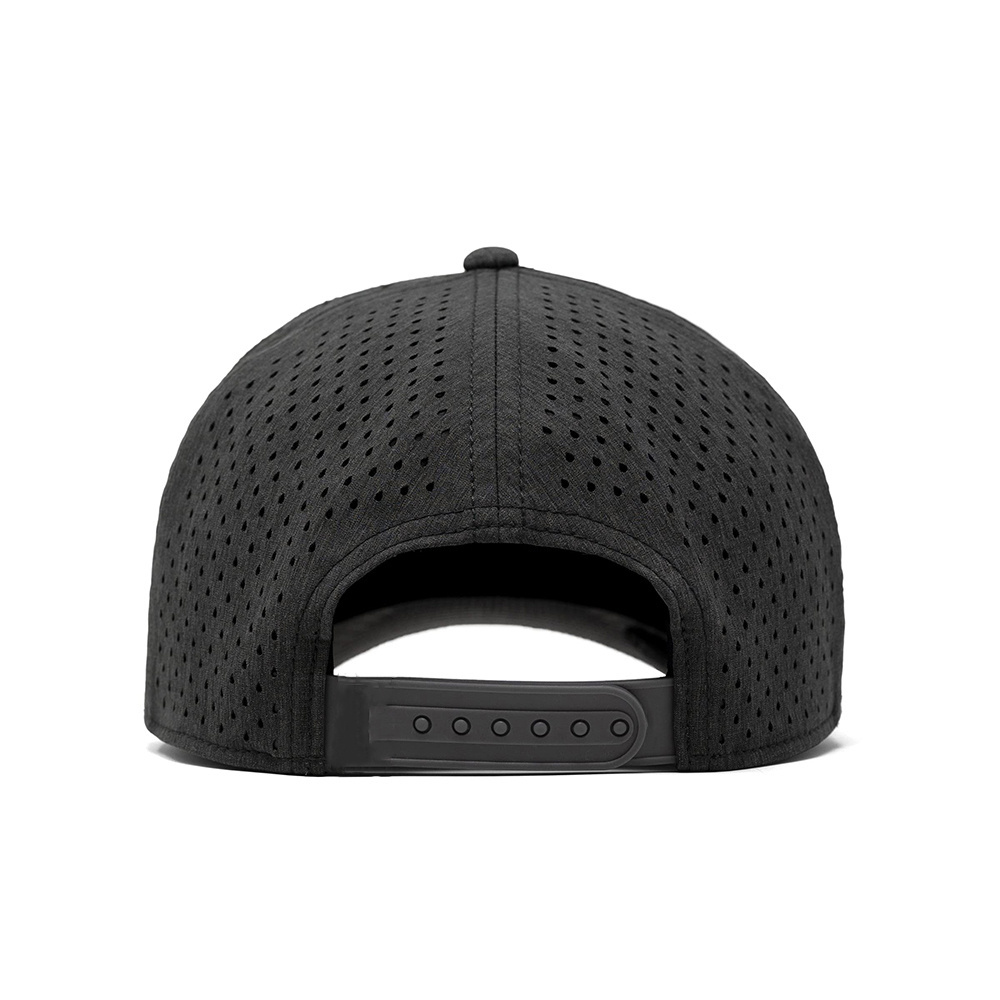 High Quality Custom 5 Panel Rubber Pvc Logo Rope Baseball Cap,Waterproof Laser Cut Hole Perforated Hat,Performance golf Dad Hat