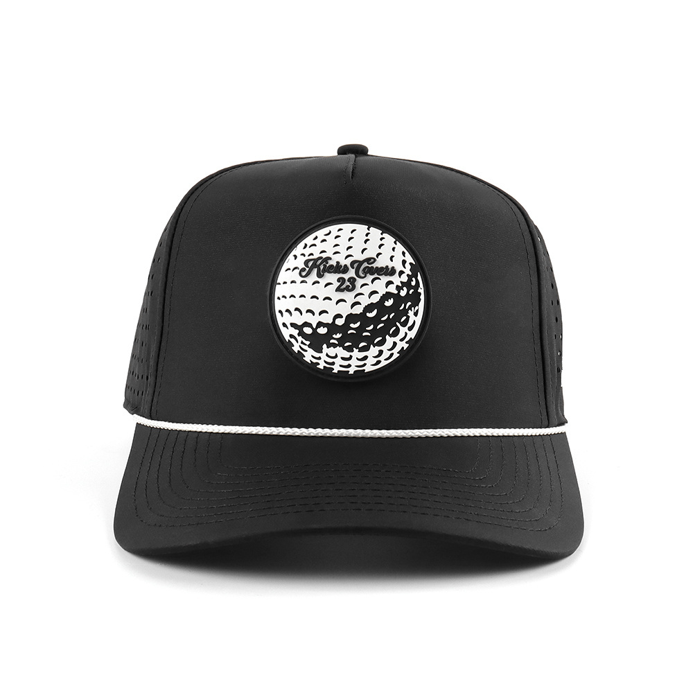 OEM custom pvc logo lightweight sports running cycling laser cut hole rope perforated mens golf hat baseball caps hats wholesale