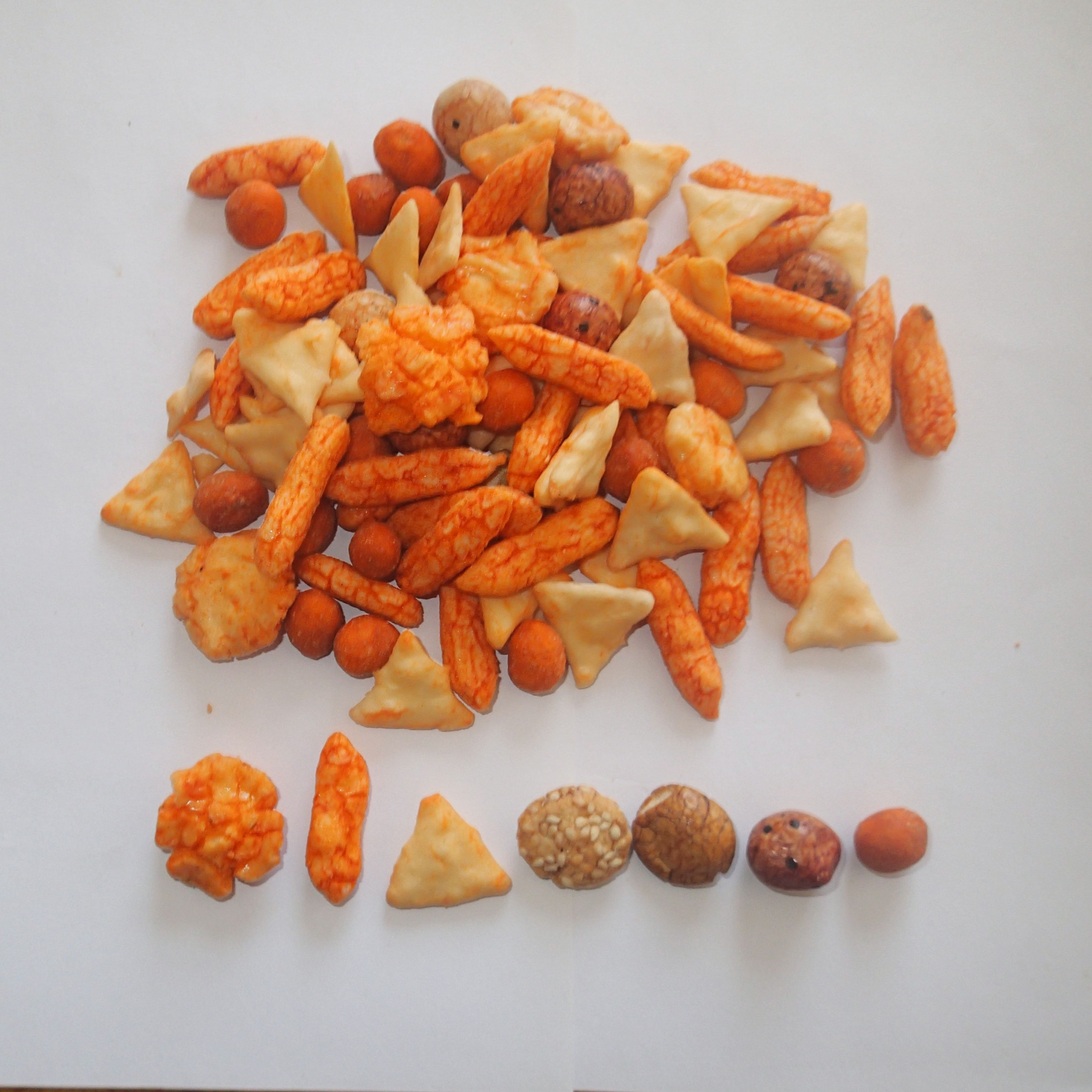 Asian rice crackers mixed crispy peanuts Japanese snacks senbei rice cracker