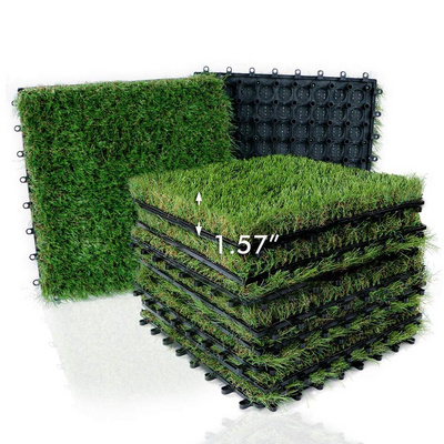 HANWEI Interlocking Artificial Grass Tile 30/60mm Puzzle Turf for Sports for Badminton Tennis Football PE & PP Material