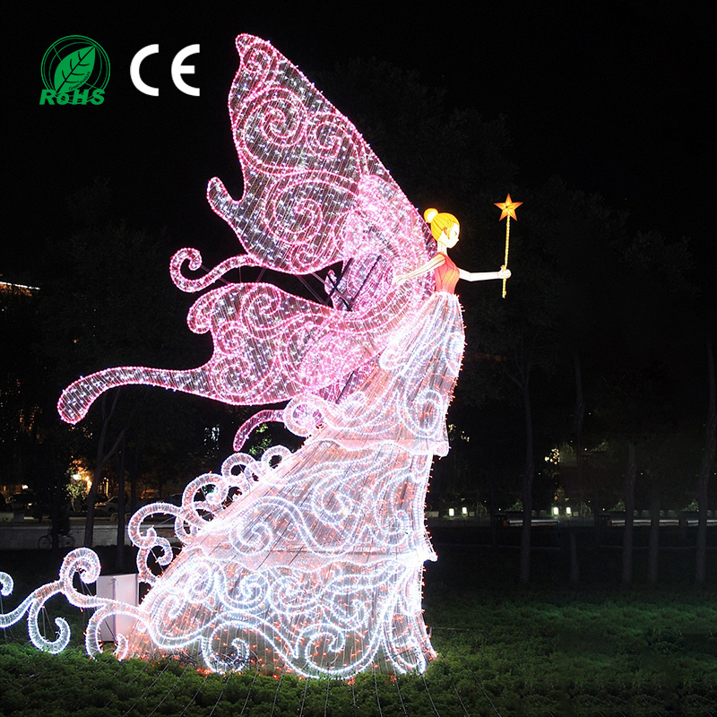 Christmas Street Decoration Selling 3D Outdoor Christmas Holiday Theme Large Angel Lights LED Decorative Angel Motif Lights