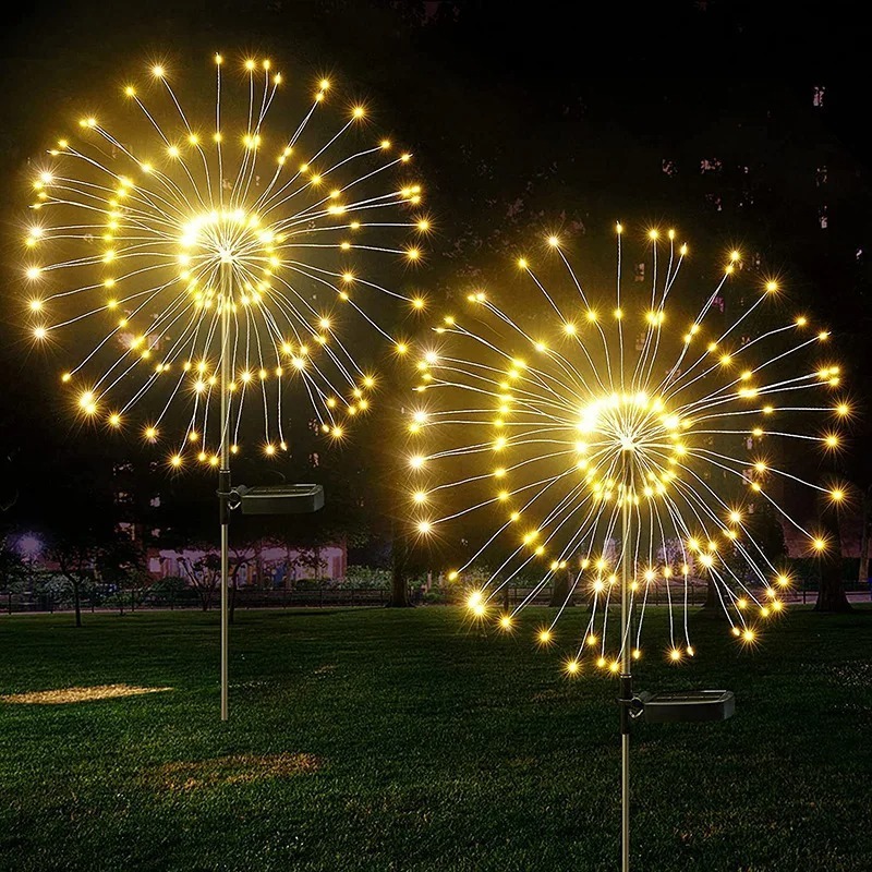 LED Solar Firework Lights Outdoor Waterproof Fairy Garland for Garden Holiday Decoration