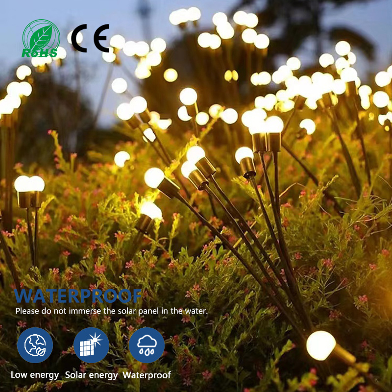 6LED Solar Garden Outdoor Lights Decorations Swaying Firefly Lights for Patio Pathway Outdoor LED PVC Carton DC 12V 97 IP65 360