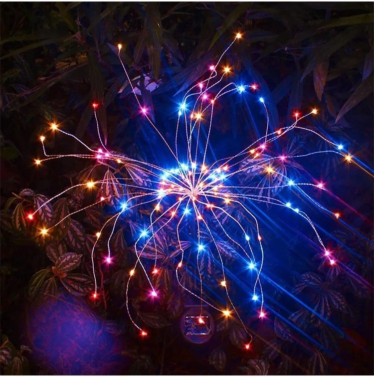 LED Solar Firework Lights Outdoor Waterproof Fairy Garland for Garden Holiday Decoration