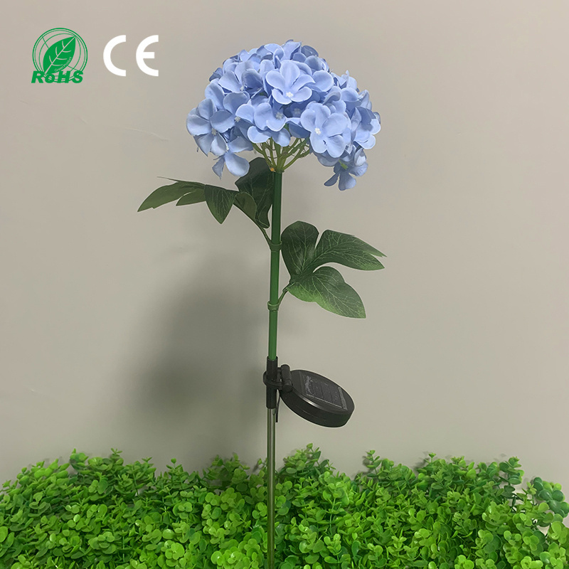 High quality outdoor solar LED hydrangeas simulate flower post lights for fence garden decoration and festive atmosphere