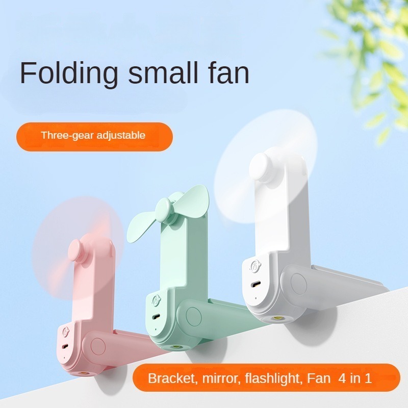 2024 Portable USB Recharged Emergency Flashlight Handheld Fan 3-in-1 Handheld Mini Fan Convenient Hanging Neck Fan