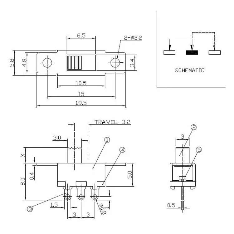 SS-12F15 Micro Slide Switch 3PIN 2 Position 1P2T ON-OFF slide switch Order in seconds