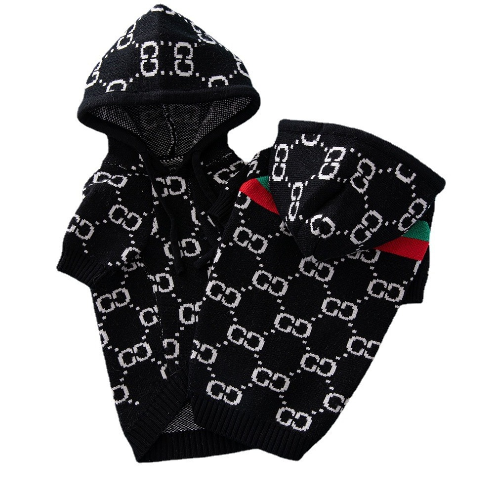 Customized New Designer luxury Dog Hooded Sweater Luxury Winter Clothes Wholesale Pet Clothing Manufacturer CH3056