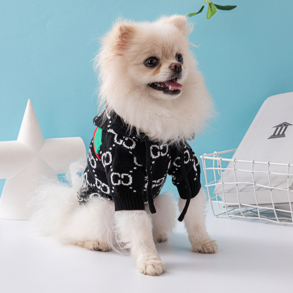 Customized New Designer luxury Dog Hooded Sweater Luxury Winter Clothes Wholesale Pet Clothing Manufacturer CH3056