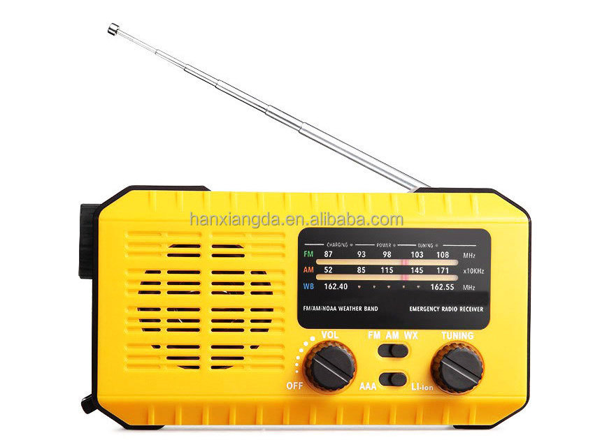 Emergency Hand Crank dynamo weather band solar panel Radio, Portable Power Bank Hand Crank AM FM/NOAA Radio LED Flashlights